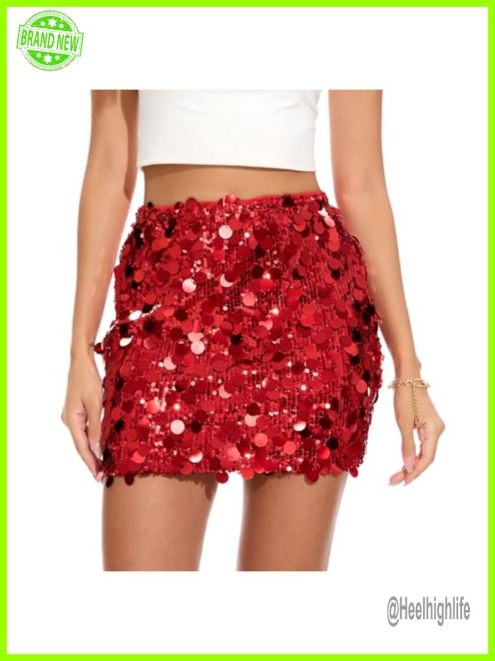 KASBAH Sequin Skirt Women Sparkly Bodycon Mini Glitter Party Night Out